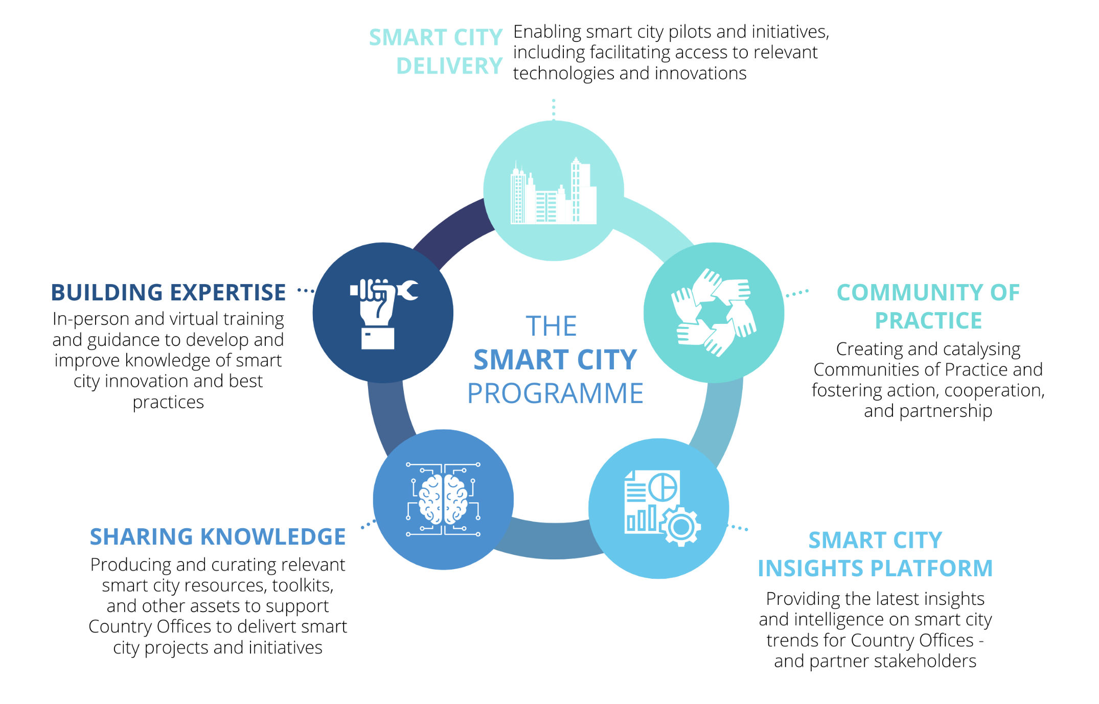 Infographic about the key components of the UN Smart Cities Programme
